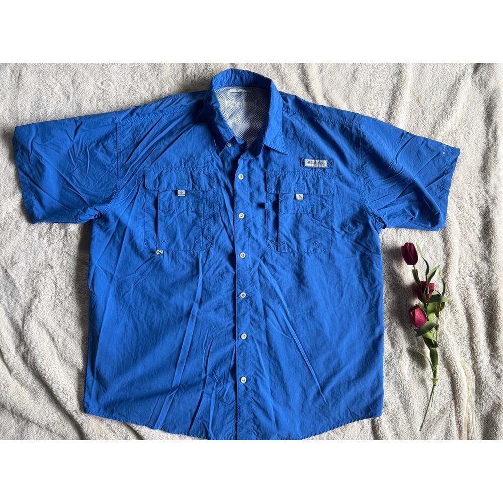Columbia PFG Blue Shirt Size Large